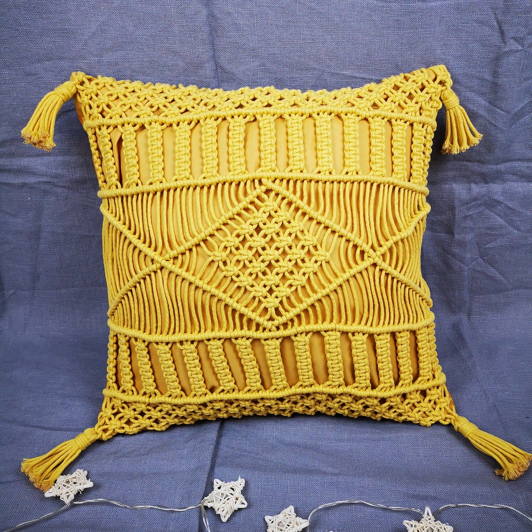 Macramé Pillow Cover Boho Cushion Cover 100 Cotton Wedding Etsy