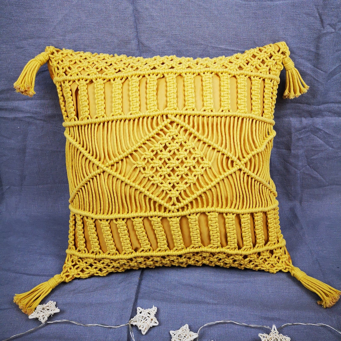 Macramé Pillow Cover Boho Cushion Cover 100 Cotton Wedding Etsy