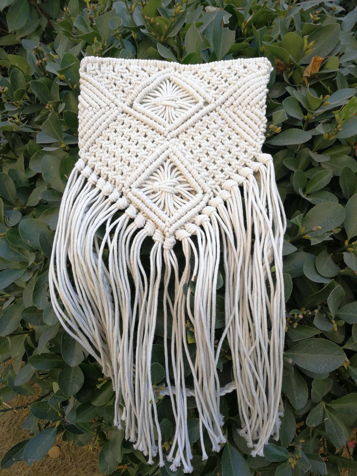 Handmade Macrame Cross Body Bag Boho Macrame Bagcotton Rope Etsy