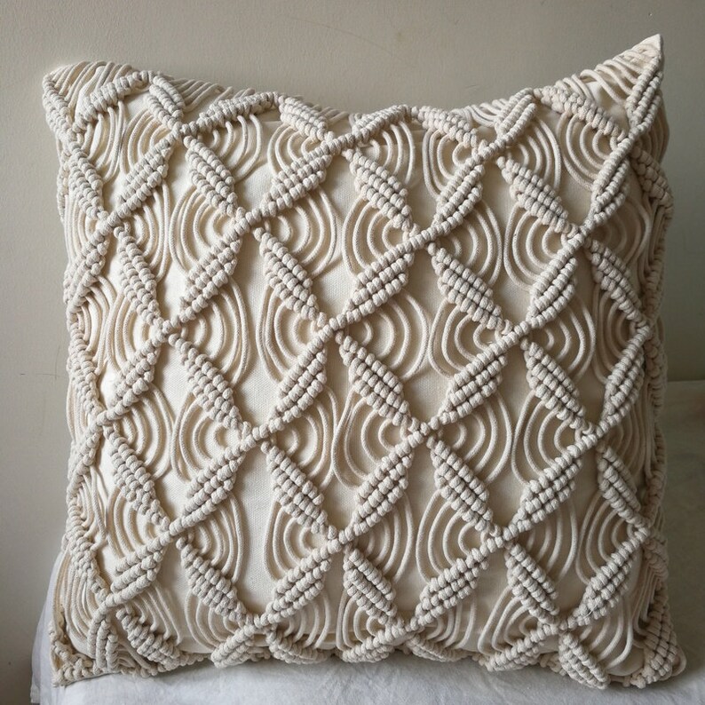 Macramé Pillow Cover Boho Cushion Cover 100 Cotton Wedding Etsy