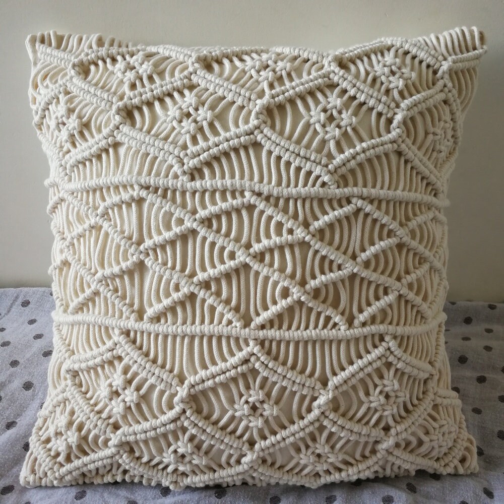 Macramé pillow cover Boho cushion cover 100 cotton wedding Etsy