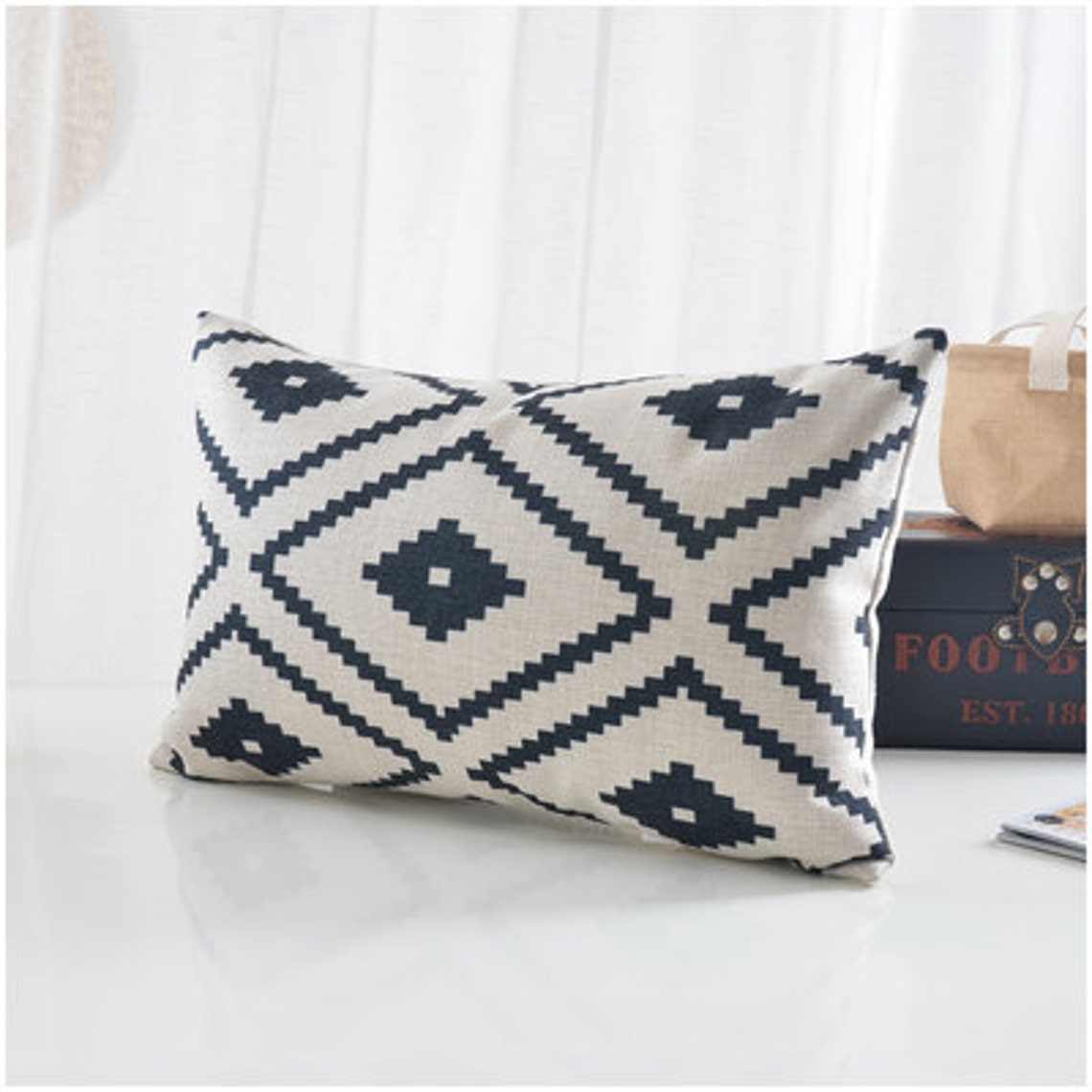 Natural/ Black Aztec Pillow Cover Geometric Printed Cotton Etsy