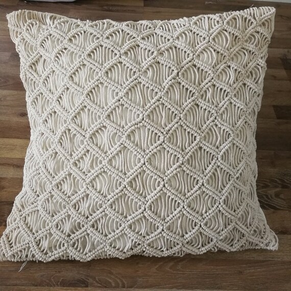 Macramé pillow cover Boho cushion cover 100 cotton wedding Etsy
