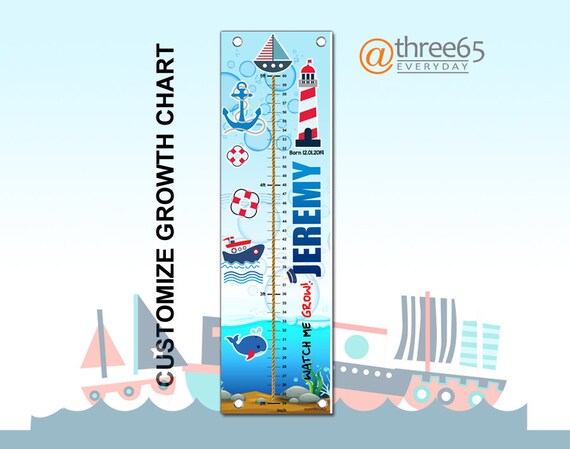 Nautical Growth Chart Personalized Growth Chart Customize Etsy