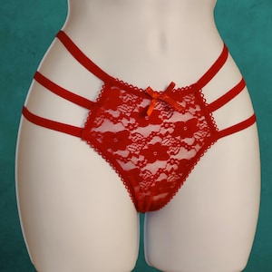 Three strap panties/ lace underwear/ lingerie/ strappy thong