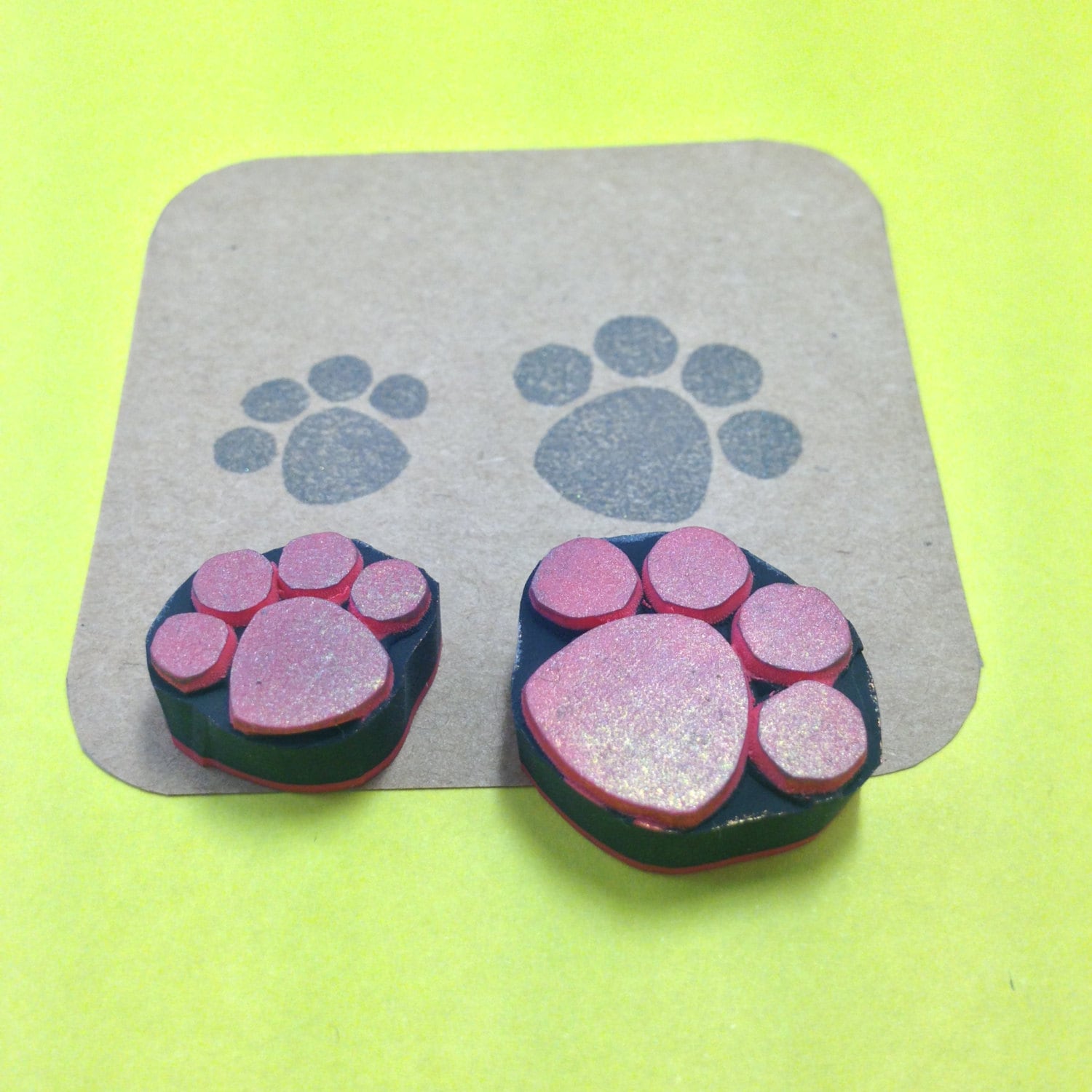 Footprint rubber stamps paw print stamp bear stamp animal Etsy