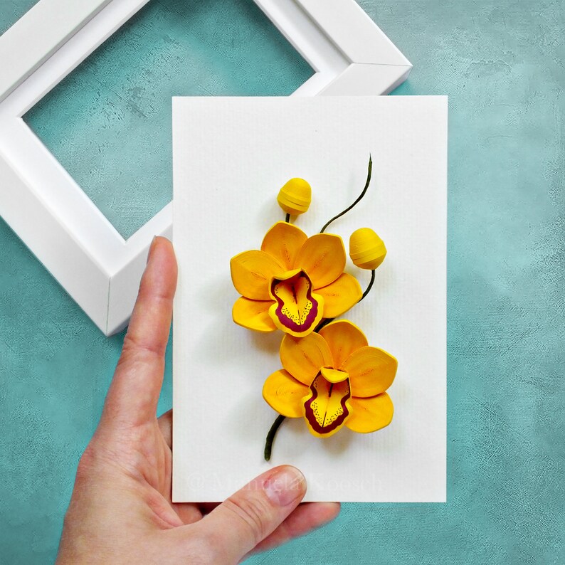 Yellow Orchid Wall Art Cymbidium Orchids Tropical Decor Mini Etsy