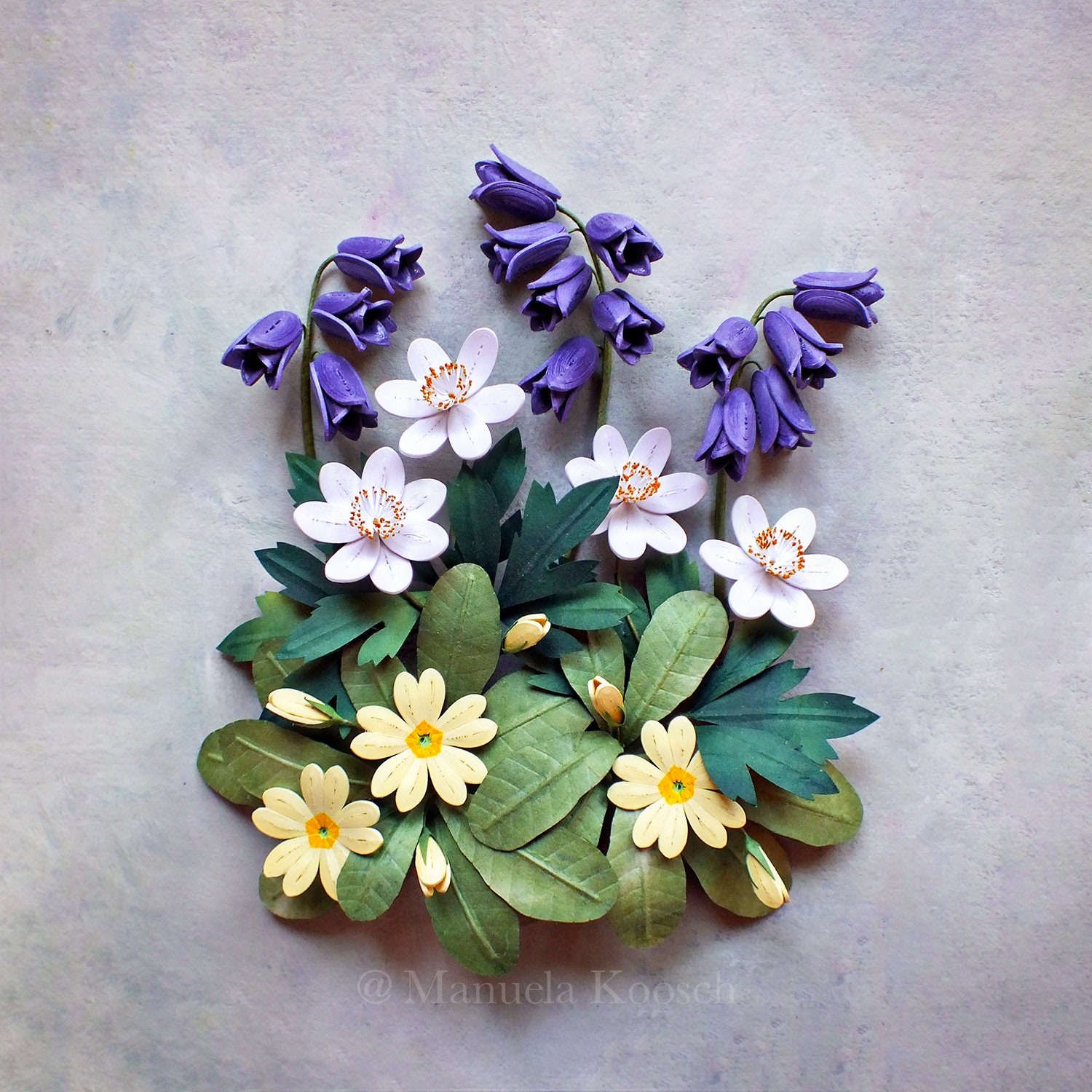 Download Bluebell Primrose Wood Anemone Wall Art 3d Paper Quilling Etsy