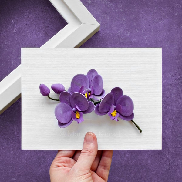 Moth Orchid Tropical Wall Decor - Purple Phalaenopsis Orchid Wall Art - Papier 3D Quilling Flowers Botanical Home Decor - Cadeau du 1er anniversaire
