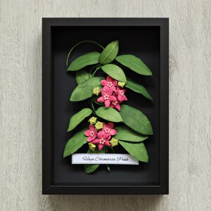 Pink Hoya Wall Art Tropical Flowers Decor 3D Paper Art Florals On Black Background Paper Anniversary Botanical Art Gift for Her image 2