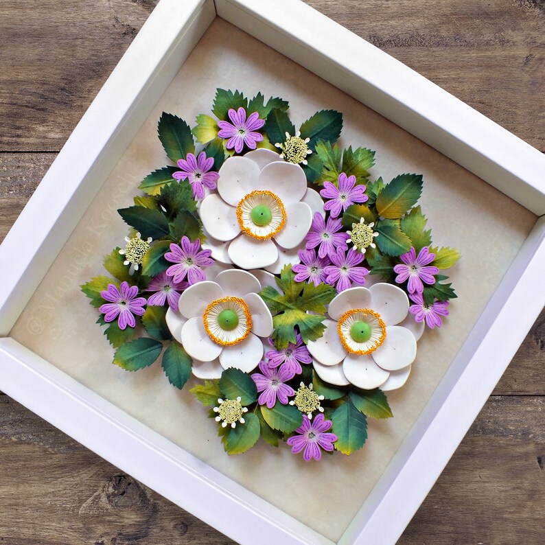Paper Quilling Flowers Bouquet Wall Art Summer Flowers White Etsy