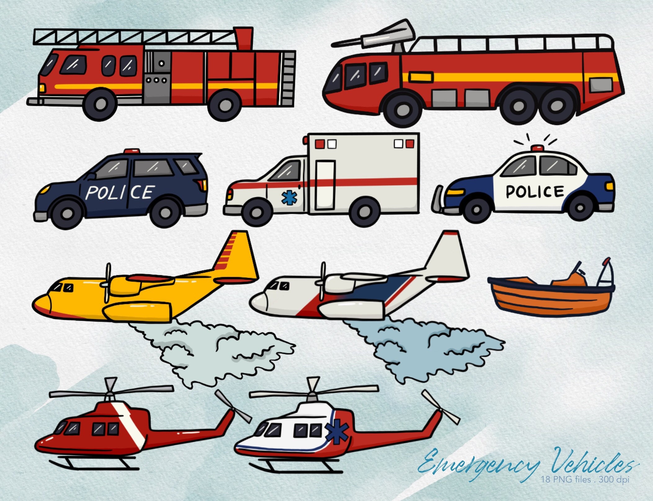 BUY 4 GET 50 OFF Emergency Vehicles Clipart Emergency Truck Etsy