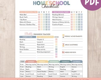 Editable Homeschool Checklist – Planner & Schedule (Editable PDF)