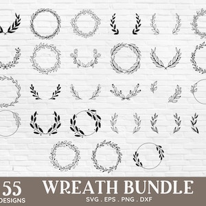 BUY 4 GET 50% OFF Wreath svg bundle round wreath monogram svg floral wreath svg wedding floral frame svg png vector for cricut image 3