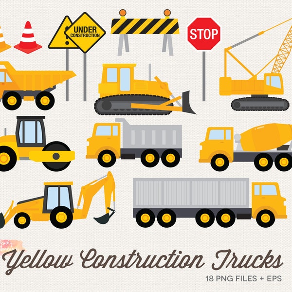 BUY 4 GET 50% OFF Yellow Construction Truck Clipart - Under Construction Clipart - Construction Truck Clip Art - Dump Truck Clipart