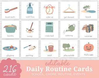 BUY 4 GET 50% OFF Editable Kids routine chart - Toddler Printable Daily routine cards - Editable daily checklist Printable chore chart kids