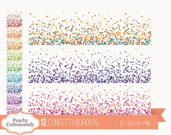 BUY 4 GET 50% OFF 12 Confetti borders clipart - confetti clip art - confetti border - Personal and Commercial Use