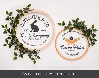 Easter Sign SVG: Cottontail Candy Company & Carrot Patch (Digital Download)