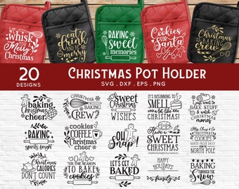 Paquete SVG de porta ollas navideños: Diseños divertidos para la cocina (descarga digital)