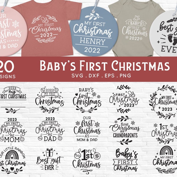 BUY 4 GET 50% OFF Baby's First Christmas Ornament svg bundle - my first christmas svg baby first christmas 2023 ornaments svg bundle dxf png