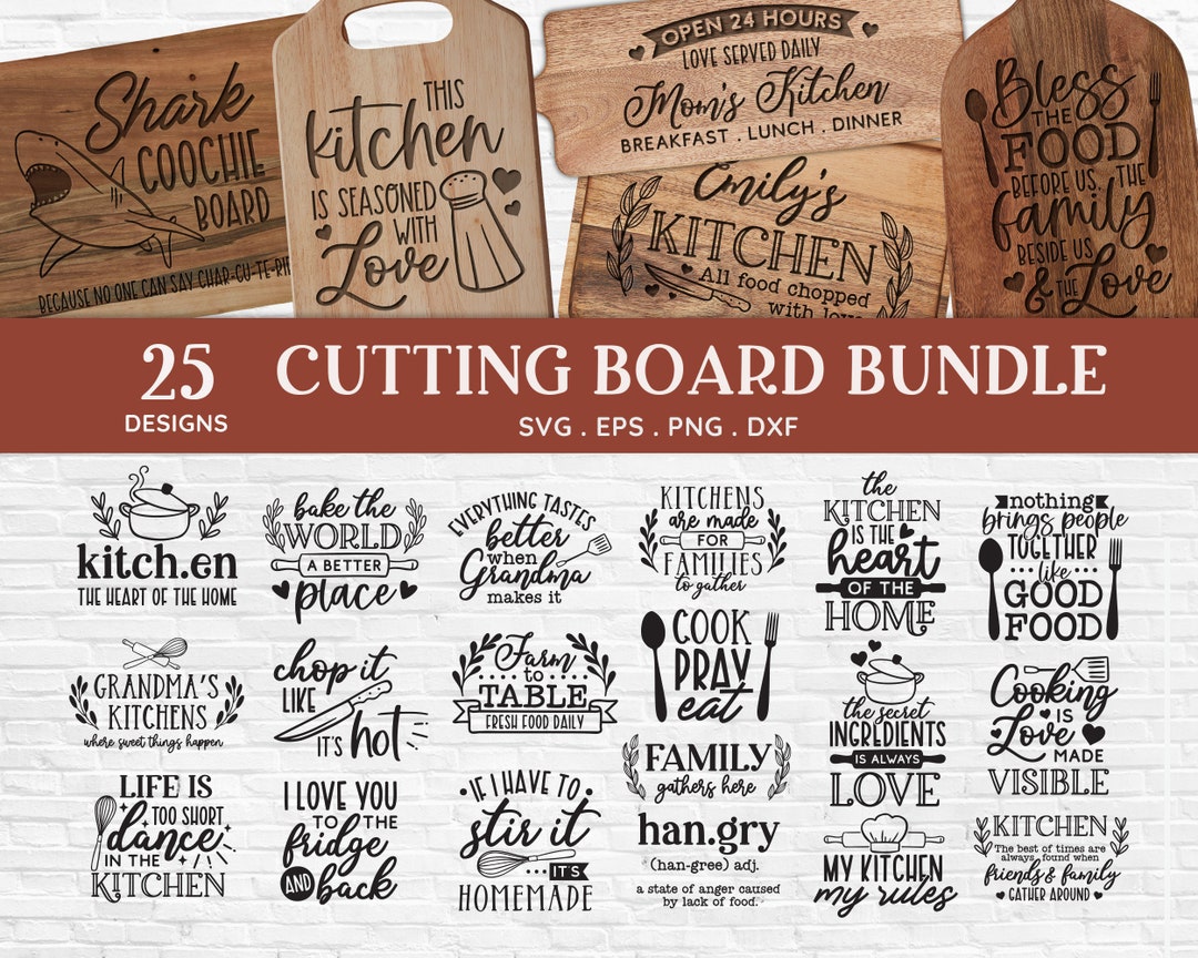 BUY 4 GET 50% OFF Cutting Board Svg Bundle Png Baking Svg Kitchen Towel Svg  Charcuterie Board Svg Files Cricut Glowforge Laser Cut File 