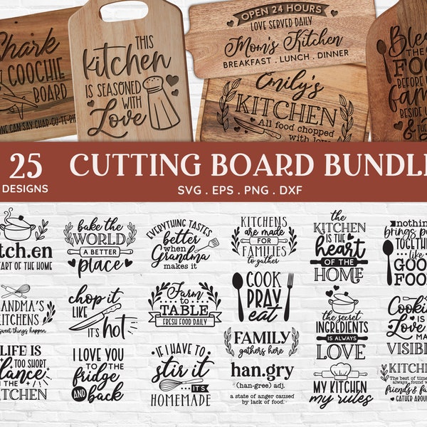 BUY 4 GET 50% OFF Cutting Board svg Bundle png baking svg kitchen towel svg charcuterie board svg files cricut glowforge laser cut file