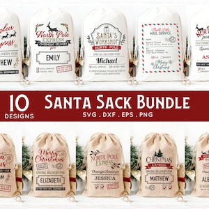 BUY 4 GET 50% OFF Santa Sack svg Bundle Merry christmas svg bundle - Santa svg Santa Mail svg gift bag svg cut files for cricut dxf png eps