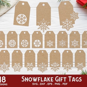 BUY 4 GET 50% OFF Schneeflocke Weihnachten Geschenk Tags svg Bundle für Cricut Glowforge - Schneeflocken Geschenk Tag svg geschnitten Datei und lasergeschnittene Datei