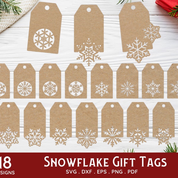 BUY 4 GET 50% OFF Snowflake Christmas Gift Tags svg bundle for Cricut Glowforge - Snowflakes gift tag svg cut file and laser cut file