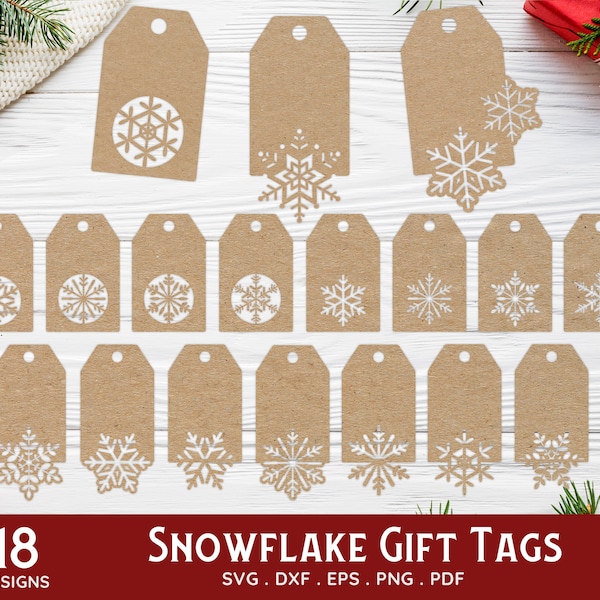 BUY 4 GET 50% OFF Snowflake Christmas Gift Tags svg bundle for Cricut Glowforge - Snowflakes gift tag svg cut file and laser cut file