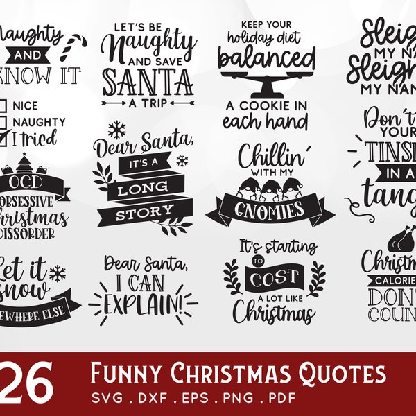 BUY 4 GET 50% OFF Funny Christmas Quotes svg Bundle - dxf eps png pdf -  christmas svg bundle - funny christmas sayings cut files cricut