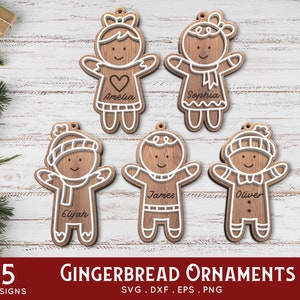 COMPRE 4 Y OBTENGA 50 % DE DESCUENTO Adornos de pan de jengibre svg para glowforge y cricut - Adornos navideños svg glowforge - Archivo de corte láser de adornos navideños