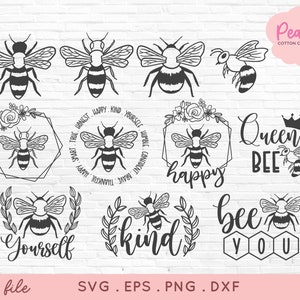 Bundle de svg citations d'abeilles dessinées à la main - fichiers svg abeille - fichiers svg nature abeille png - nid d'abeille bourdon pour cricut
