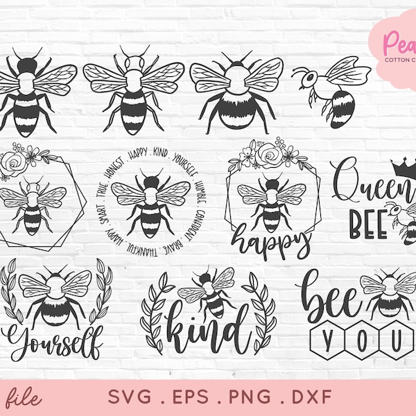 BUY 4 GET 50% OFF Hand Drawn Bee Quotes svg bundle - honey bee svg - bee kind svg png - honeycomb bumble bee svg files for cricut