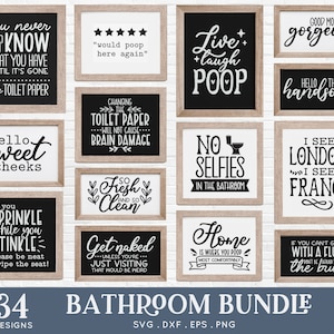 BUY 4 GET 50% OFF Funny Bathroom Signs svg bundle - Bathroom Farmhouse svg designs - bathroon wall decor dxf png eps svg cut file for cricut