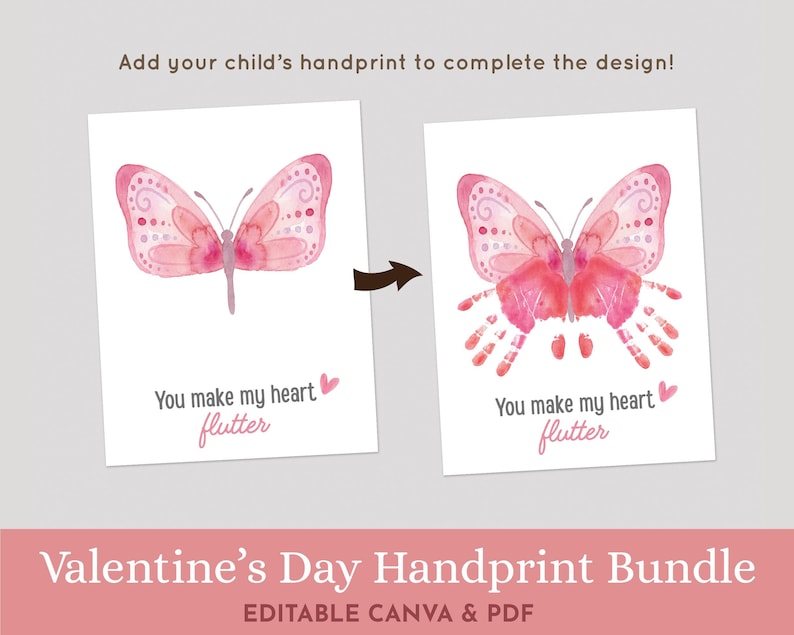 Valentine’s Day Handprint Bundle – 16 Printable Kids Craft - Gift for ...