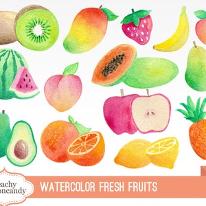 COMPRAR 4 OBTENER 50% DE DESCUENTO Acuarela Frutas Clip Art - imágenes prediseñadas de frutas frescas de color de agua - ilustración de frutas de acuarela - Uso comercial Ok