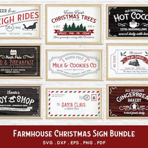 ACHETER 4 OBTENIR 50 % DE RÉDUCTION Farmhouse Christmas Sign svg Bundle - dxf eps png pdf - bundle svg Noël - ferme mur décor svg coupe fichiers