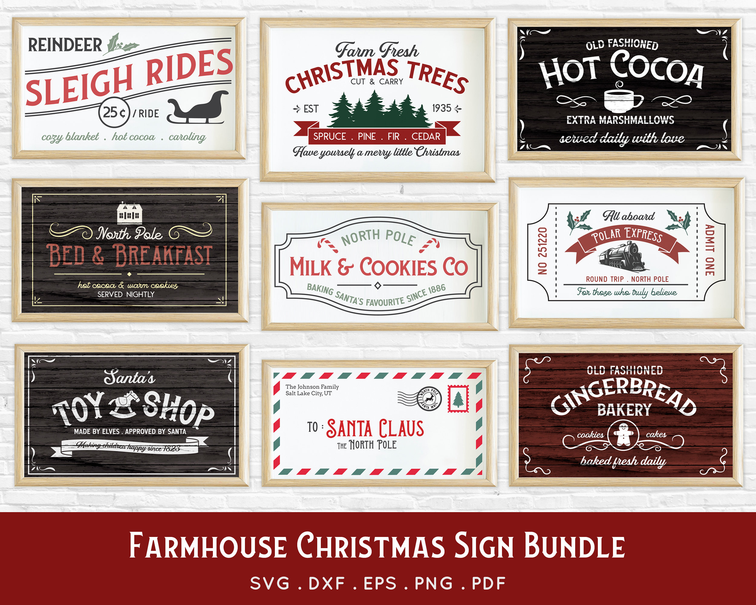 Farmhouse Christmas Sign SVG Bundle (digital Download) - Etsy