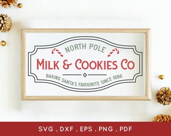 Christmas Milk and Cookies Sign SVG: Farmhouse Decor Cut Files (Digital Download)