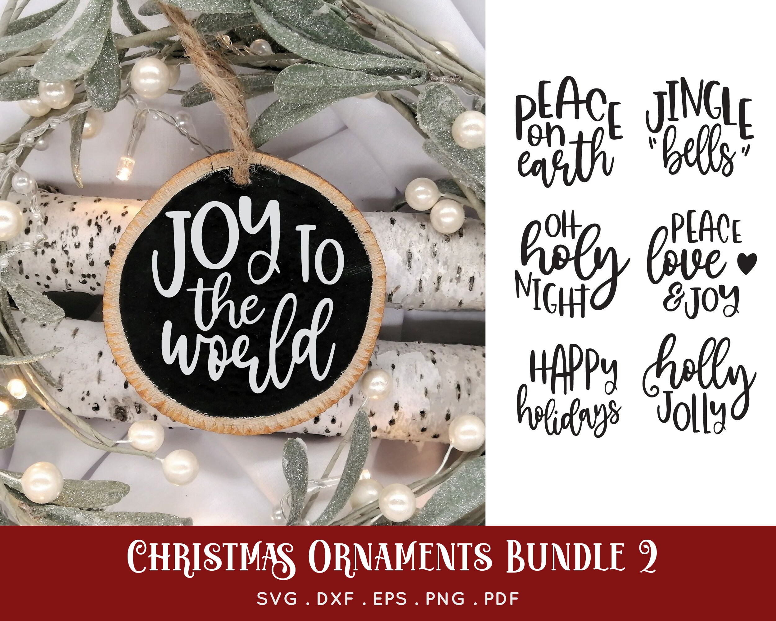 BUY 4 GET 50% OFF Christmas Ornament svg bundle 2 - merry christmas svg dxf pdf png eps - hand lettered christmas round ornaments for cricut