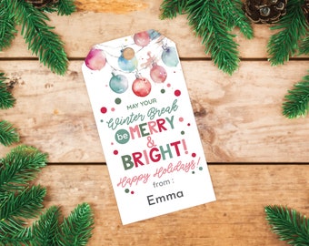 Retro Christmas Gift Tag | Editable Teacher Holiday Tag (PDF)