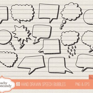 BUY 4 GET 50% OFF 60 Digital Hand Drawn Speech Bubbles doodle speech bubble clip art speech bubbles clipart Commercial Use ok image 2