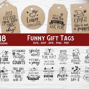 BUY 4 GET 50% OFF Lustige Weihnachten Geschenk Tags svg Bundle für Cricut Glowforge - lustige Geschenkanhänger svg geschnittene Datei und Laser geschnittene Datei