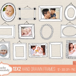 KOOP 4 KRIJG 50% KORTING 26 digitale handgetekende frames - doodle frame clipart - schattige handgetekende frames clip art - persoonlijk en commercieel gebruik