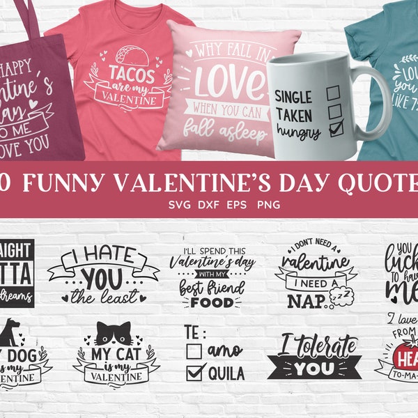 BUY 4 GET 50% OFF 24 Funny Valentine's Day quotes svg bundle - Anti Valentine svg - funny valentines day shirt card svg cut files for cricut