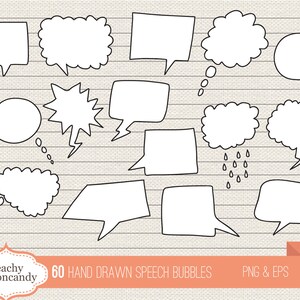 BUY 4 GET 50% OFF 60 Digital Hand Drawn Speech Bubbles doodle speech bubble clip art speech bubbles clipart Commercial Use ok image 3