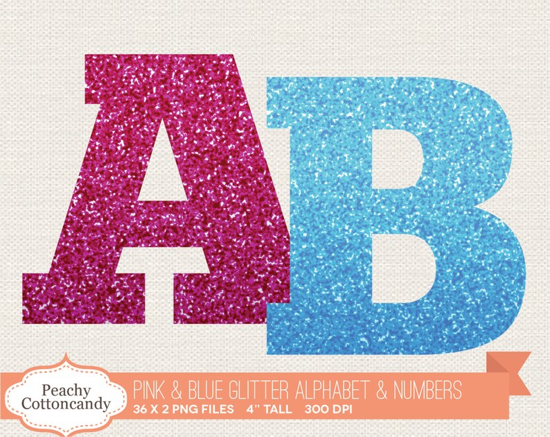 buy 3 get 30 off digital pink blue glitter alphabet clip etsy