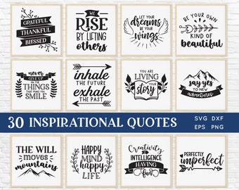 Paquete de citas inspiradoras en formato SVG: Frases motivacionales para Cricut (Descarga digital)