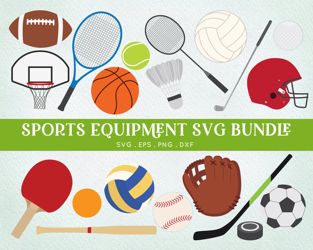 Equitment Svg Color Sports Equipment SVG Bundle: Baseball, Basketball, Football (digital ...